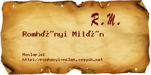 Romhányi Milán névjegykártya