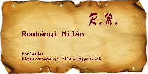 Romhányi Milán névjegykártya