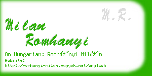 milan romhanyi business card